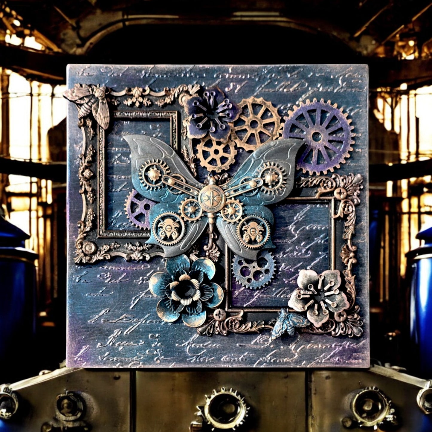 Metallic Vintage Butterfly - Mixed Media Wall Hanging
