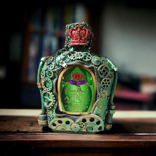 Steampunk Crown Royal Apple Bottle