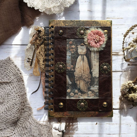 Vintage Dress - Lined Altered Notebook