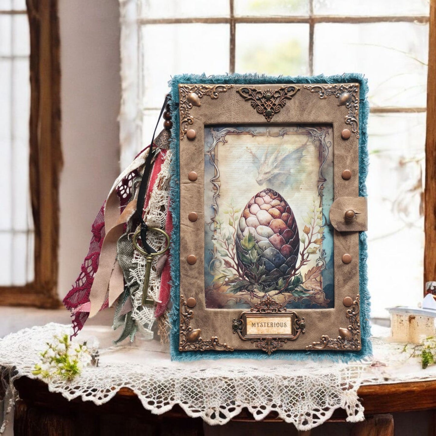 Mysterious Dragon Egg - Lined Altered Notebook